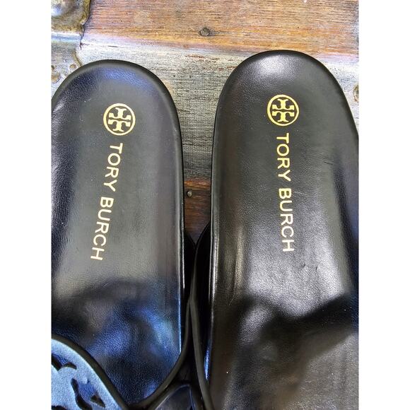Tory Burch Black Nappa Leather Miller's Cloud Flip Flops Sandals Modern Prep 10 - Picture 9 of 11